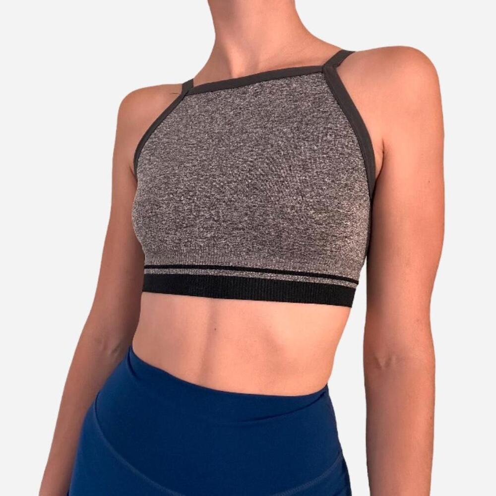 Grey and black soft sports bra striped aerie